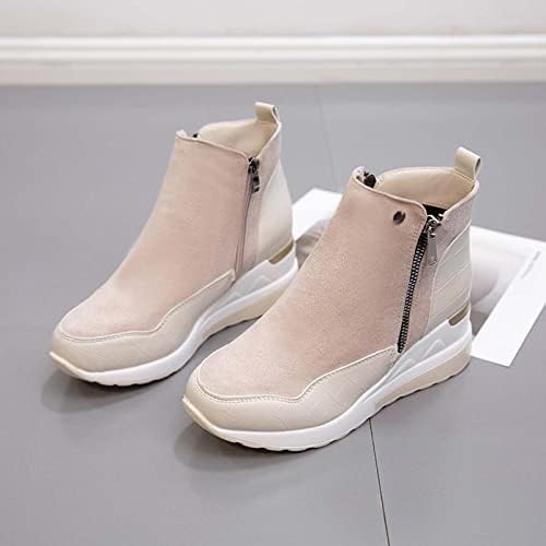 Botas de tornozelo feminino Sapatos de sapatos de moda conforto grosso plata