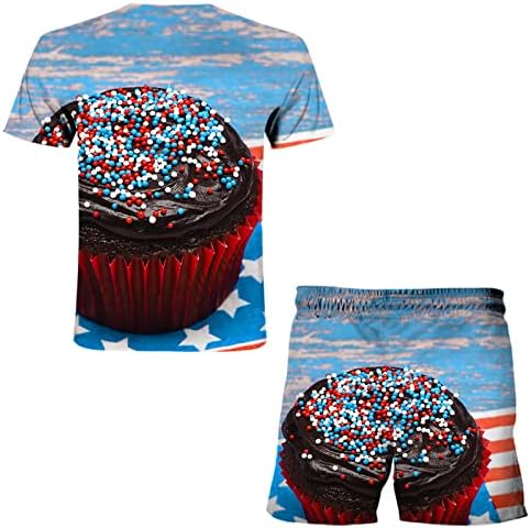 BMISEGM Summer Work Cirts for Men American Summer Day Sports 3D Flag Independence Suit de impressão masculina