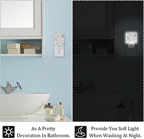 Rodailycay sensor de desenho leve à noite, 2 pacotes de luzes noturnas se conectam na parede, luz noturna de LED branco quente para viveiro, quarto, banheiro, corredor, quarto infantil, escadas