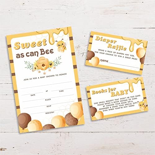 Bilhetes de rifa de fraldas e cartões de solicitação de livro de chá de bebê, cartões de convite, pacote