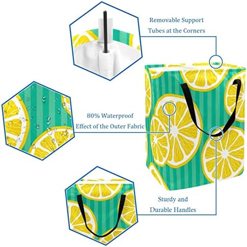 Fruta Lemon tistia estampa de estampa dobrável cesto de roupa, cestas de lavanderia à prova d'água de