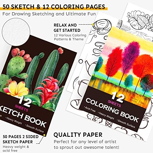 Lápis de cor artista de 180 cores do Banco Cool Conjunto para Livros para Colorir Adultos, Core Soft,