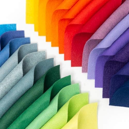 25 lençóis de feltro - 12x12 polegadas arco -íris Cores - Feito nos EUA - Merino Wool Blend Felt - OTR Felt