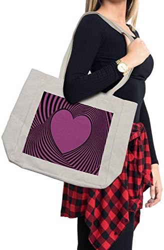 Bolsa de compras de zebra rosa de Ambesonne, forma de coração com linhas torcidas Felicidade Love