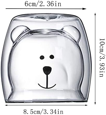 Blmiede Scald desenho animado duplo copo de café com leite de vidro com boca redonda 1pcs copo de vidro
