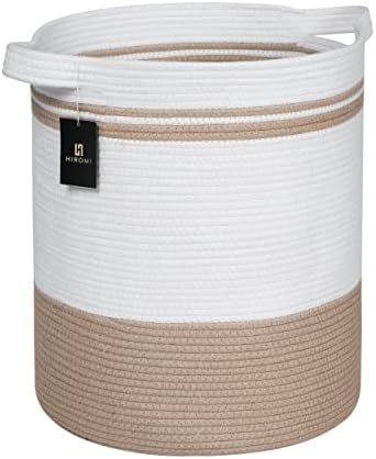 Cesta de corda de algodão Hiromi - caixas decorativas de armazenamento branco para organização de quarto - cesto