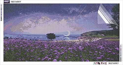 Instarry 5D Diamond Painting Kits para adultos Drill Full Purple Flowers Paisagem Crystal Cross Stitch Decoração de parede 31,5x15,7 polegadas