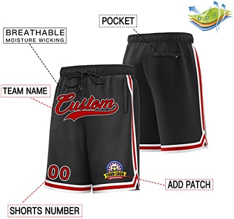 Shorts atléticos de basquete personalizados masculino juvenil costume Número Número Mesh Gym Sports Sports Fashion Short With Pockets