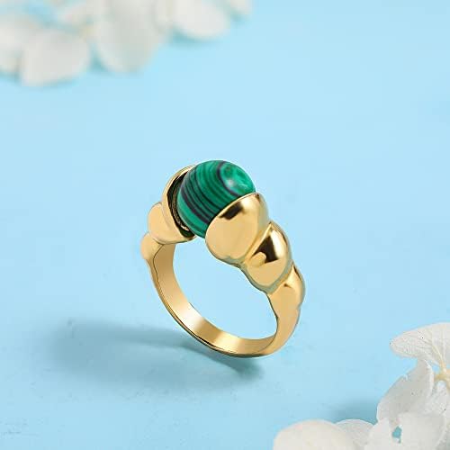 Zboro vintage croissant ring ring ringeiro ajustável redondo pérolas de pérolas anéis de pedra verde para