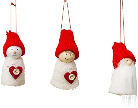 NPKGVia Decorações de Natal Pingente de boneca de madeira Mini pingente de boneca Clear acrílico ornamentos