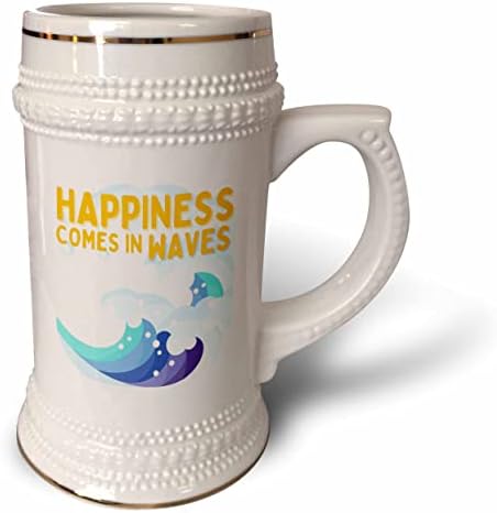 A felicidade 3drose vem em ondas vibrações de verão - 22oz de caneca de Stein