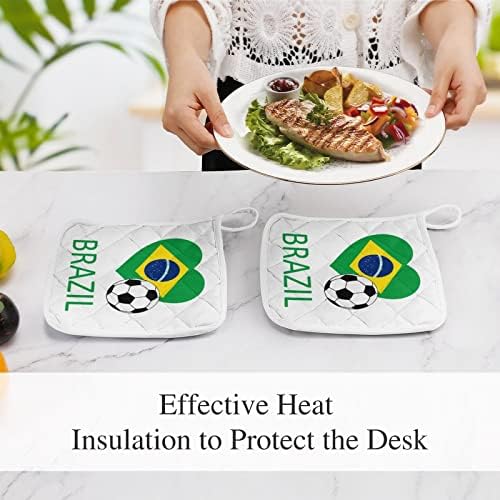 Love Brasil Soccer Pote Poters para cota de cozinha resistente ao calor Potholder forno almofadas quentes para