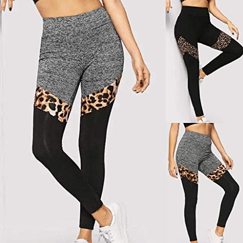 Leggings de treino de versões para mulheres calças de retalhos de colorido de leopardo - moda calças de ioga