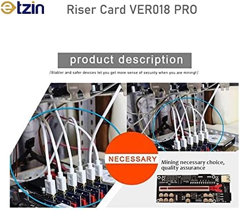 Cartão Etzin Riser Ver018 Pro, PCI-E Riser PCI-E 1x a 16x Usb3.0 60cm RISER Cartão RISER com 12 capacitores