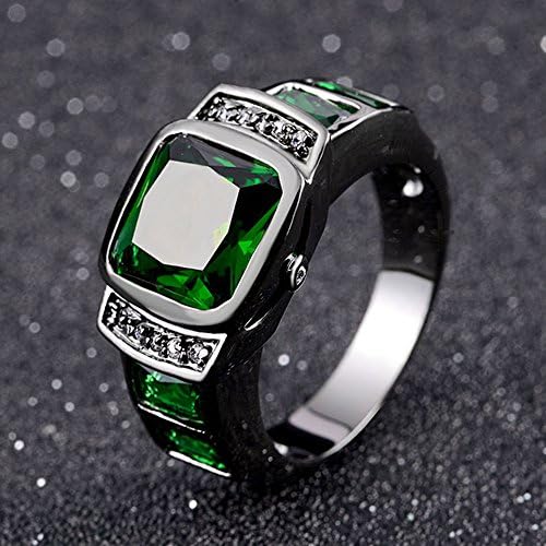 T-Jewelry Emerald Cut Tamanho 8,9,10,11 Black Black 18K Gold cheio AAA Emerald Wedding Rings