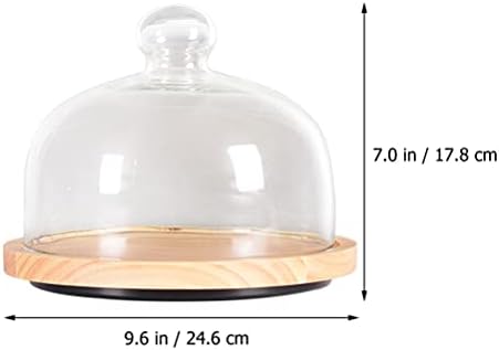 Toyvian Stand Stand Stand Stand com cúpula pequena cúpula de queijo de sobremesa de vidro transparente com madeira