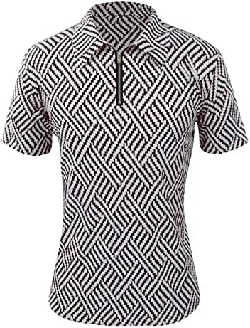 T-shirt de golfe masculino zíper casual colarinho de gole de henry tops henringbone pólo de camisa