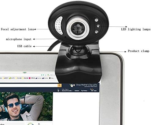 Câmera da web 720p, webcam HD de 16m com microfone, câmera de computador USB, plug and play, 360 graus rotatáveis,