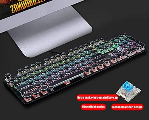YSCP Typewriter Styer Mechanical Gaming Teclado LED LED Rainbow Wired Teclado Litado Bornamento Back