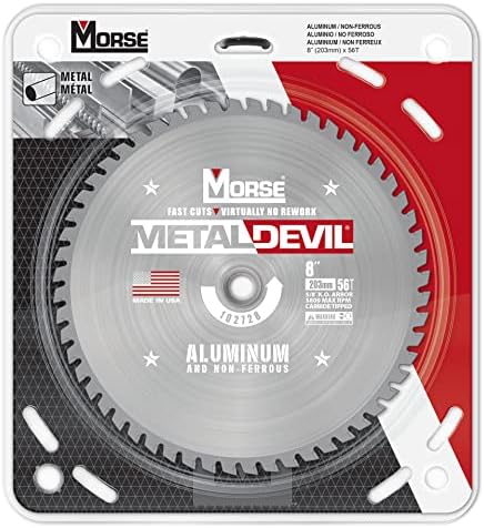 Morse Metal Devil CSM856fnfc, lâmina de serra circular, gorjeta de carboneto, corte de alumínio, 8 polegadas,