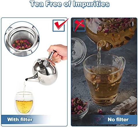 Chaleira de chá de chá de chá de aço inoxidável chaleira de chá com panela de chá com filtro de infusor removível
