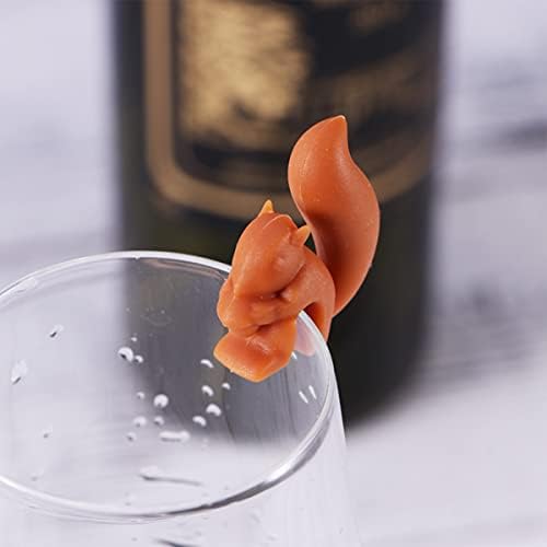 Doitool Silicone Squirrel Wine Cup Rótulos 5pcs Silicone Wine Charm Cartoon Animal Squilo em forma de bebida Copo