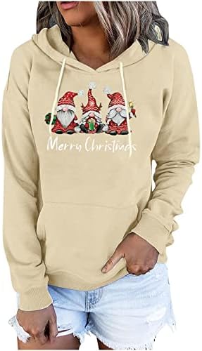 Holiday Christmas Brunch Hooded Manguete de manga longa Fuzzy Thermal com roupas de capuz Sweatshirt