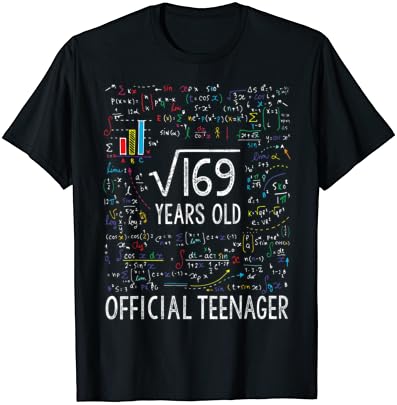 Raiz quadrada de 169 13 anos de camiseta oficial de aniversário adolescente