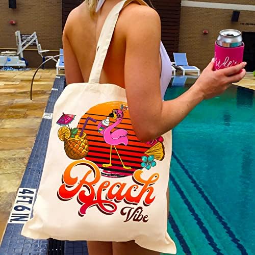Flamingo Summer Canvas Saco para menina - 15 x16 polegadas - Pine Apple Beach Acessory Totes Bag Presente