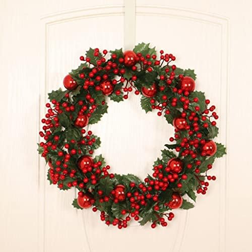 Jahh Christmas Wreath 50cm com folhas verdes de frutas vermelhas guirlanda de flor para casa