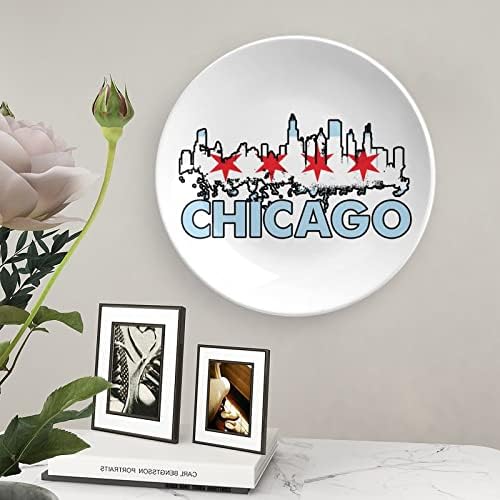 Bandeira de Chicago-03 Placas decorativas de placa de china de osso