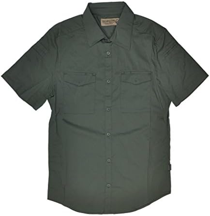 Civillab masculino de colarinho mecânico de colarinho de laboratório curto Camisa de manga curta Ranger Green