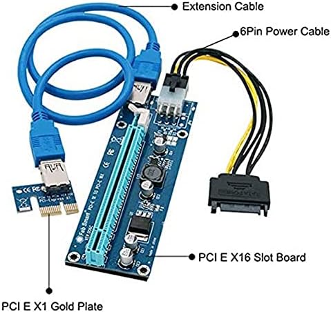 Conectores ppyy-2pcs ver006c PCI-E Riser PCIE 1x a 16x Extender 60cm USB 3.0 Cable SATA a 6pin Cabo