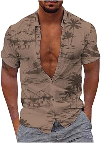 Camisas havaianas para homens, masculino, camisetas de botão impressa tropical, camisetas de manga curta