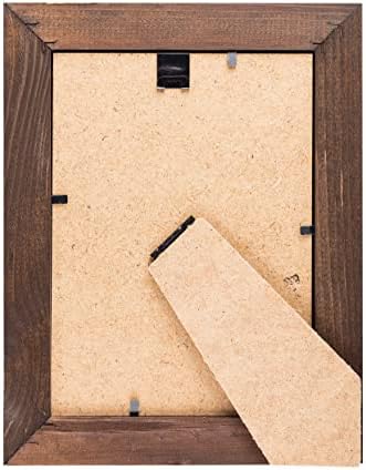 Moldura de imagem de madeira rústica 5x7 polegadas - conjunto de 2- de madeira de celeiro ecológico natural com vidro real - feito para penduramento de parede e tela de mesa - Wenge marrom