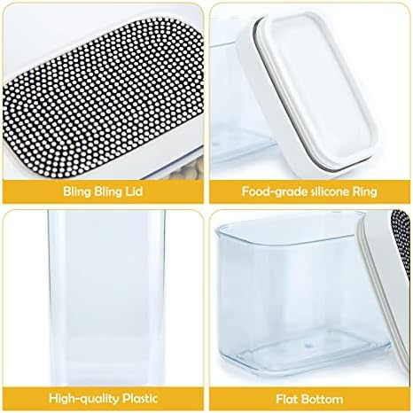 Bling Strass Recipientes de armazenamento de alimentos com tampas para organização de plástico de cozinha