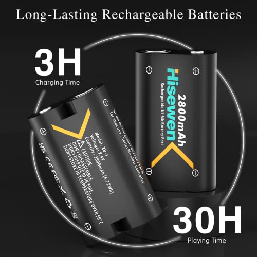Bateria do controlador Xbox de 4 pacote de 4 pacote, carregador de LED de alta velocidade com bateria recarregável