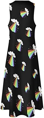 Rainbow Blast Feminino Vestido de tornozelo feminino Sleesese Sleeveless Maxi vestidos para o verão