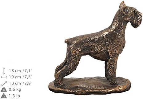 Schnauzer cortou, urna para cães cinzas memorial com estátua, nome e citação de animais de estimação - Artdog