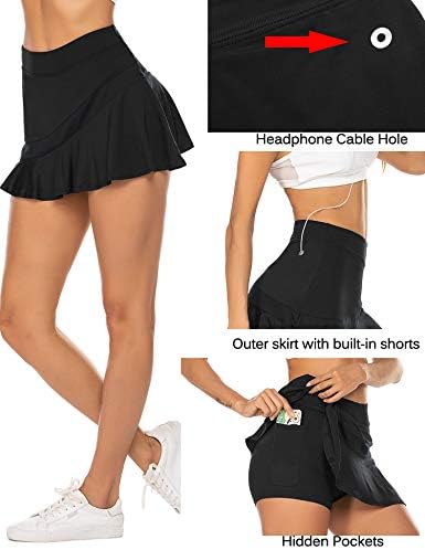 Saias de tênis de ekouaer para mulheres plissadas de skorts de golfe atlético com shorts bolsos