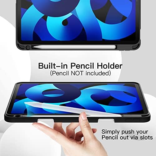 Caixa Jetech para iPad Air 5/4 com porta -lápis, suporte de suporte de 2º lápis, tampa de comprimido fino com