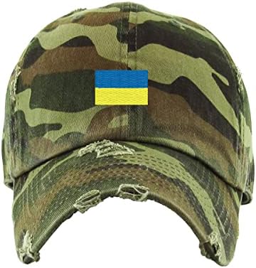Bandeira da Ucrânia Cap de beisebol vintage Bordado algodão bordado Capéu de pai angustiado ajustado