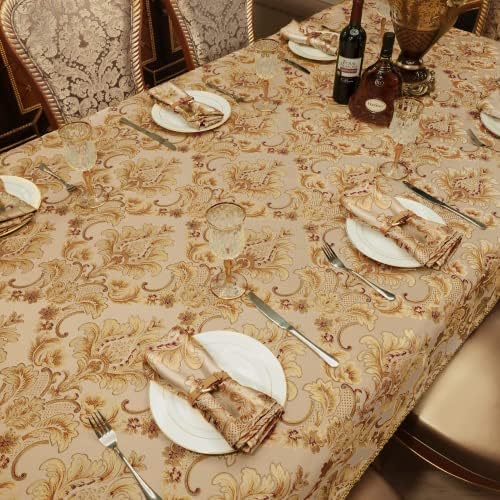 Tear e moinho Talha de mesa de retângulo de luxo 60 x 120 polegadas, elegante tampa de mesa à prova d'água de damasco de damasco com borlas feitas à mão para banquetes de mesa de jantar decorações