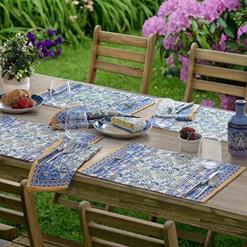 Bargains Home Plus Provence Allure Arabesque Amarelo e azul Floral Country Frente French Tableloth Collection,
