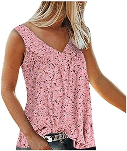 Tanque de verão feminino tampas sem mangas estampas florais v alcoólico blusa de túnica casual camisa solta