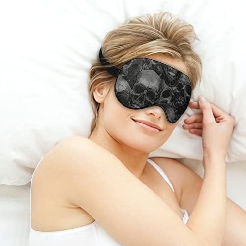 Crânios em preto e branco. Máscara para os olhos adormecida Sombra com a venda de cinta ajustável
