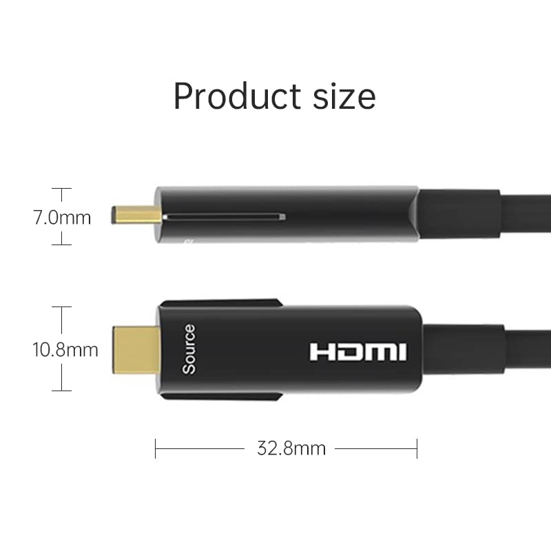 Cabo HDMI 2.1 de fibra de fibra de 8K, conector dual hdmi HDMI+Micro HDMI, design de separação de conectores, suporte 8k@60Hz, 4K@120Hz, 48Gbps, HDR 10, EARC, HDCP2.2, 4: 4: instalação na parede na parede