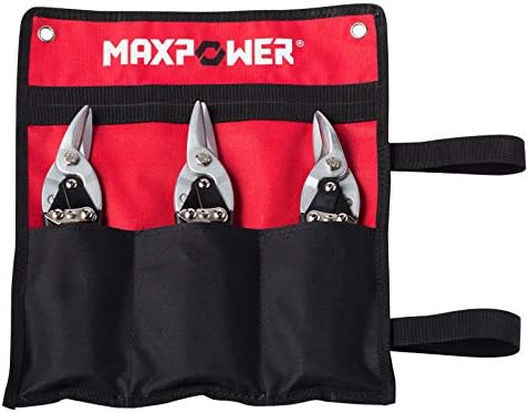 MaxPower 3pc 10 Snips de lata de aviação Conjunto para cortar folha de metal com alça ergonômica não deslizamento