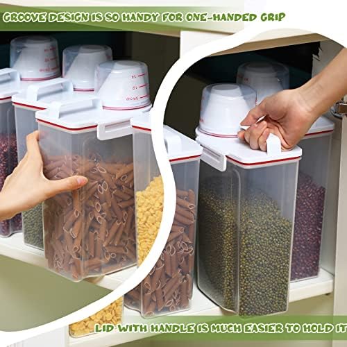 Distribuidor de recipientes de cereais com caixa de armazenamento de arroz com medição de copo de copo de armazenamento