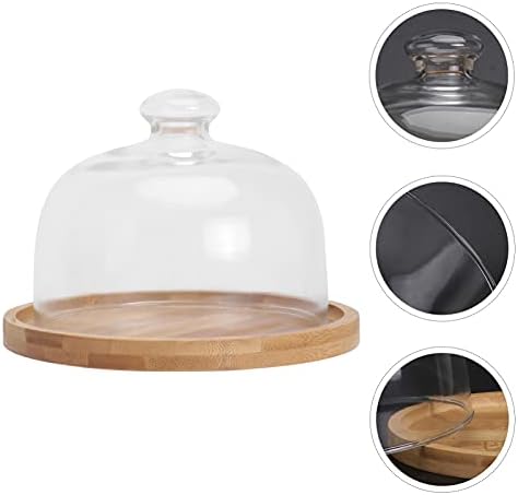 Pequeno bolo de cúpula de cúpula de vidro de vidro de vidro claro com prato de prato de prato de prato